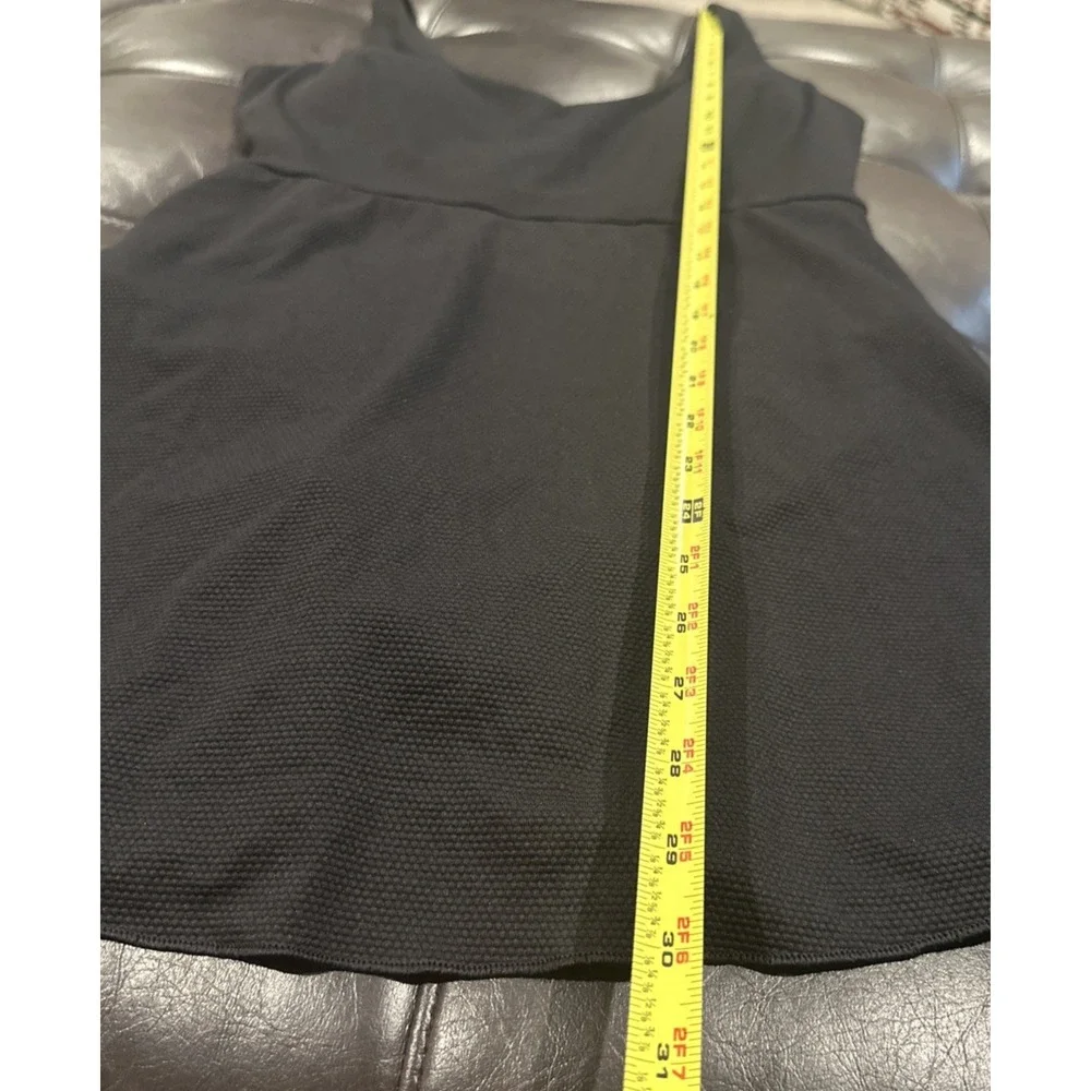Spanx Swim Size Large Piqué Shaping Skirted One-Piece Swim‎ Dress Black 50388R